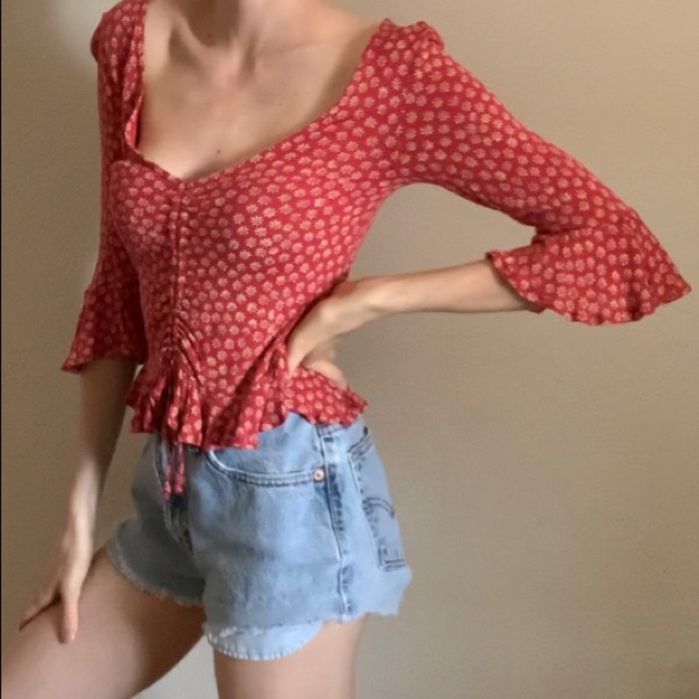 Urban Outfitters 3/4 Sleeve Floral Blouse